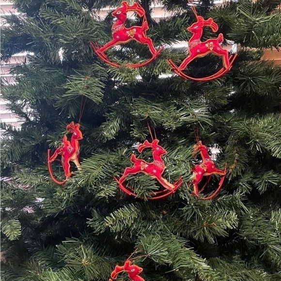 Rocking Reindeer • Vintage • Red • Christmas • Embroidery • Sequins• 7 Ornaments - Picture 6 of 14
